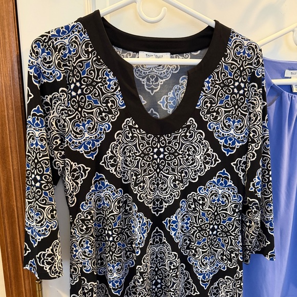 SET! White House Black Market Small Tops: Black/Royal Tunic + Blue/Purple Blouse - Picture 2 of 12